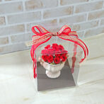 クリアケースに入った12本の赤バラアレンジ